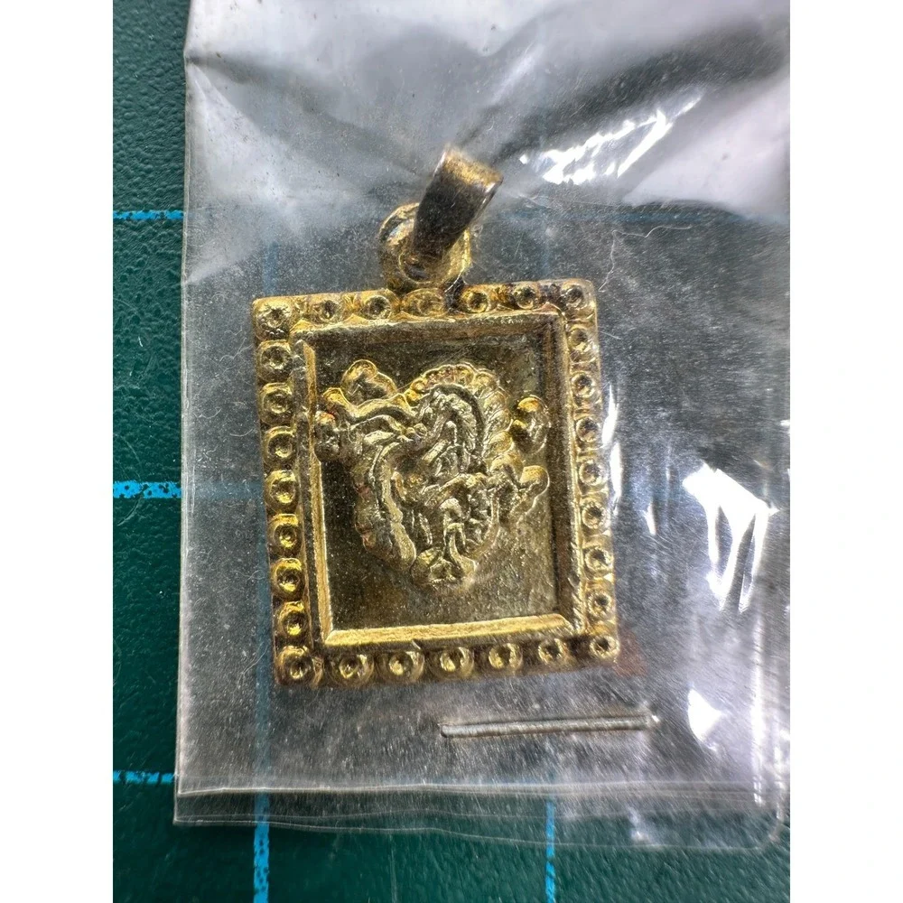VTG Gold Tone Medusa Head Rectangular Pendant Greek Mythology Statement Charm
